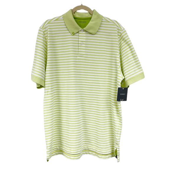Ashworth Polo Shirt Men's Large Green Activewear Golf EZ Tech Striped NWT - Picture 1 of 8